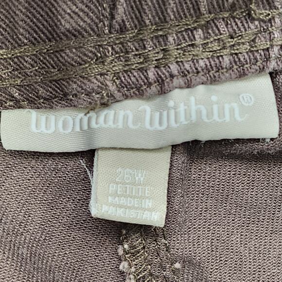 Woman Within Jeans 26W PETITE Brown 7-Day Straight-Leg Pull On Elastic Waist - Picture 3 of 11